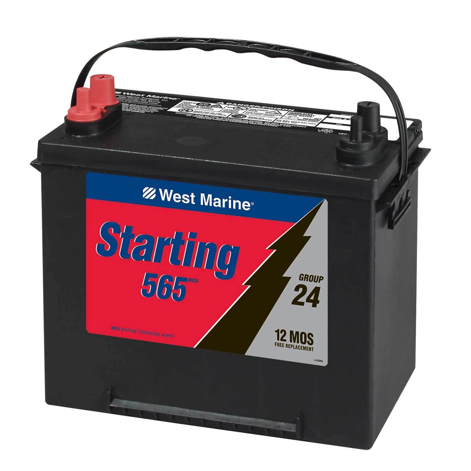 WEST MARINE Marine Batteries Flooded Marine Starting Battery, 565MCA, Group 24 2 WEST MARINE Marine Batteries Flooded Marine Starting Battery, 565MCA, Group 24