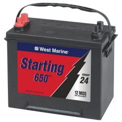 WEST MARINE Marine Batteries Flooded Marine Starting Battery, 650MCA, Group 24