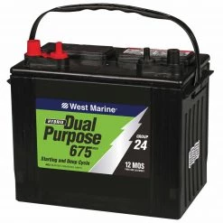 WEST MARINE Marine Batteries Dual-Purpose Flooded Marine Battery, 675 MCA, Group 24