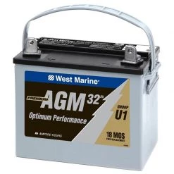 WEST MARINE Marine Batteries Group U-1 Dual-Purpose AGM Battery 32 Amp Hours