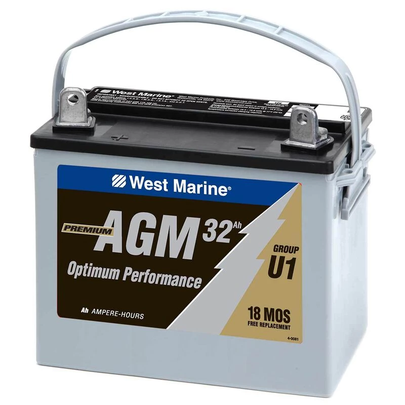 WEST MARINE Marine Batteries Group U-1 Dual-Purpose AGM Battery 32 Amp Hours 3 WEST MARINE Marine Batteries Group U-1 Dual-Purpose AGM Battery 32 Amp Hours
