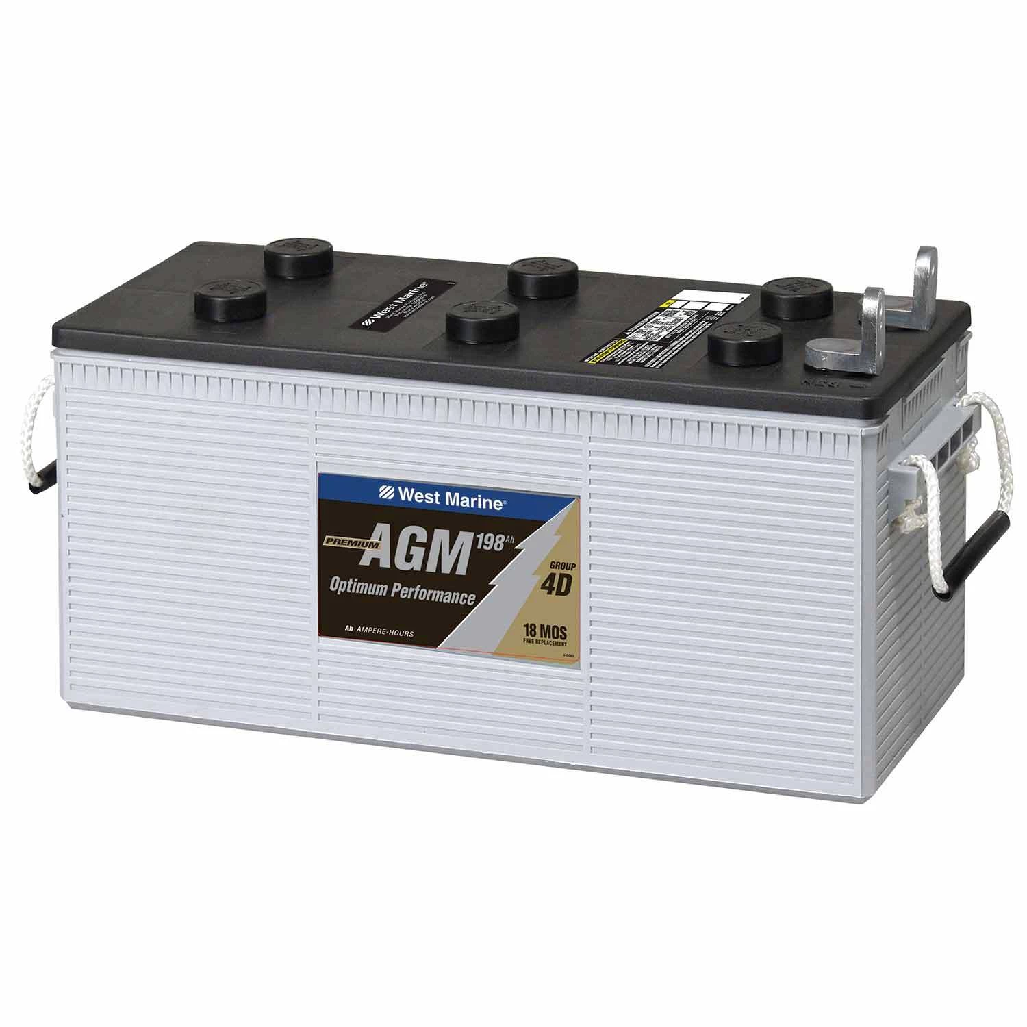 WEST MARINE Marine Batteries L Terminal Dual-Purpose AGM Battery, 198 Amp Hours, Group 4D 3 WEST MARINE Marine Batteries L Terminal Dual-Purpose AGM Battery, 198 Amp Hours, Group 4D