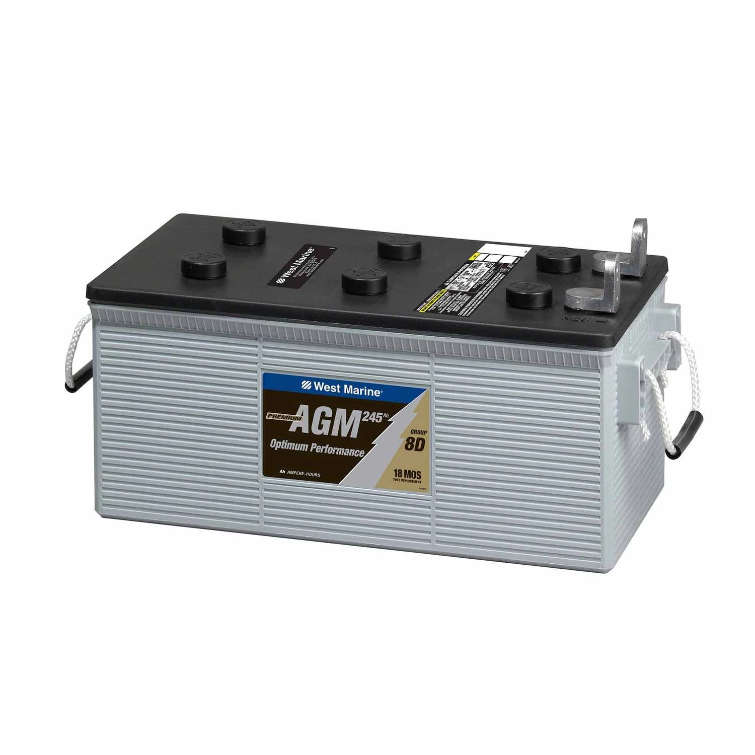 WEST MARINE Marine Batteries L-Terminal Dual-Purpose AGM Battery 245 Amp Hours, Group 8D 3 WEST MARINE Marine Batteries L-Terminal Dual-Purpose AGM Battery 245 Amp Hours, Group 8D