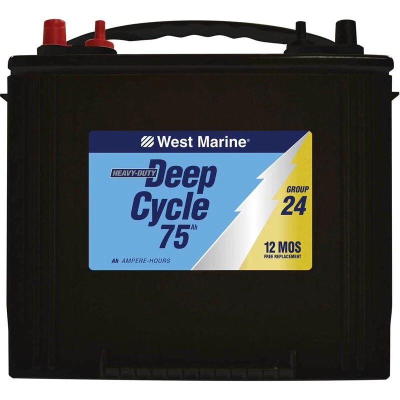 WEST MARINE Marine Batteries Deep Cycle Flooded Marine Battery, 75 Amp Hours, Group 24 4 WEST MARINE Marine Batteries Deep Cycle Flooded Marine Battery, 75 Amp Hours, Group 24 - Image 2