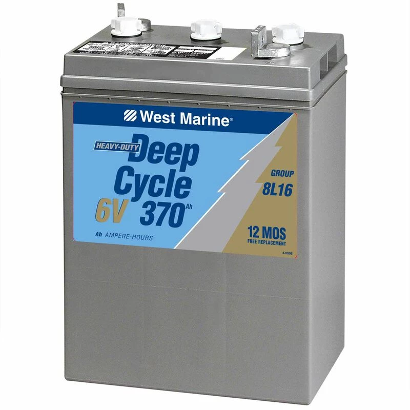 WEST MARINE Marine Batteries 6V Deep Cycle Flooded Marine Battery, 370 Amp Hours, Group 8L16 3 WEST MARINE Marine Batteries 6V Deep Cycle Flooded Marine Battery, 370 Amp Hours, Group 8L16
