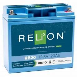 RELION Marine Batteries RB20 Lithium Deep Cycle Battery, 12.8V, 20Ah